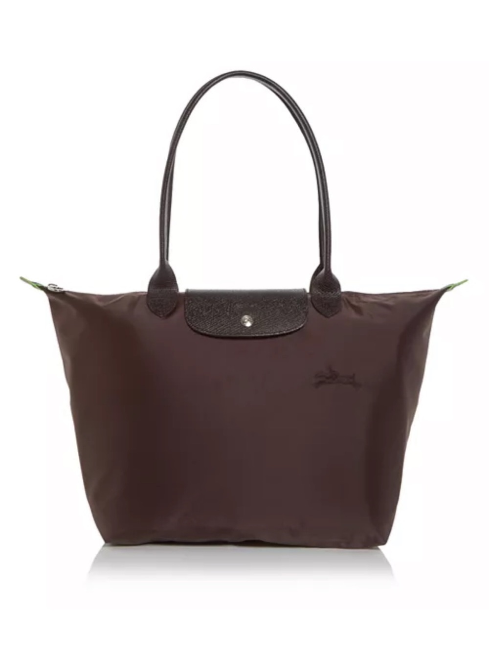 Longchamp Brown Nylon Le Pliage Tote with Dark Leather Trim